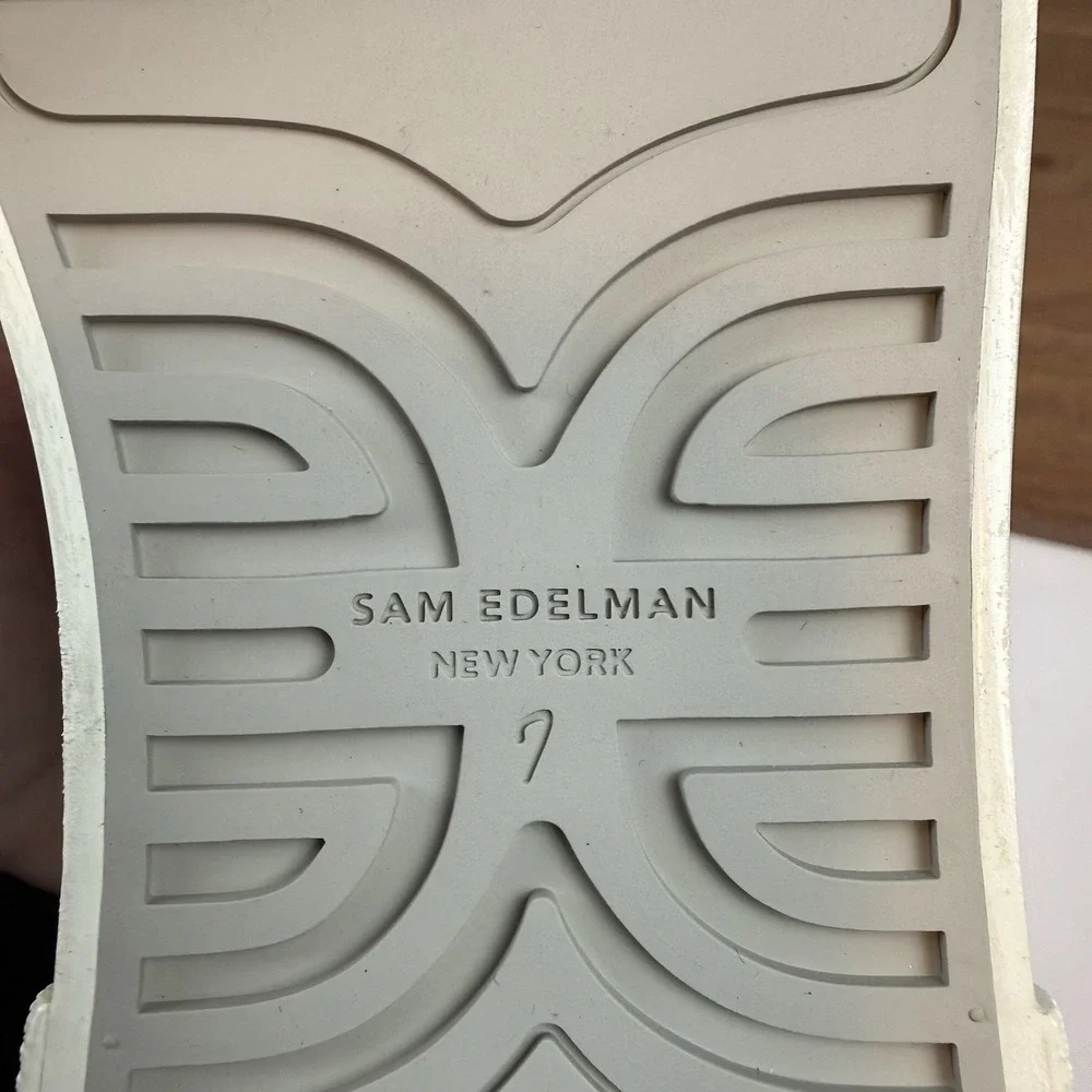 New Womens Sam Edelman‎ Sonia Canvas White Lace-Up Platform Sneakers Size 7 M